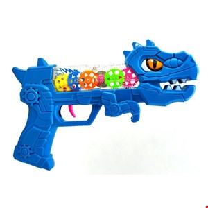 تفنگ بازی مدل چرخ دنده ایی موزیکال طرح دایناسور آبی